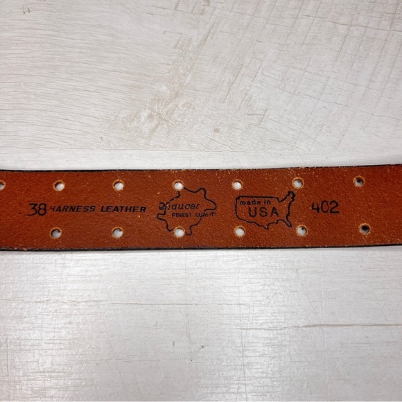 Vintage Chaucer Brown Harness Leather Perforated Belt NWT